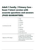 Adult 1 Family Primary Care - Exam 1 latest version with accurate questions and answers 