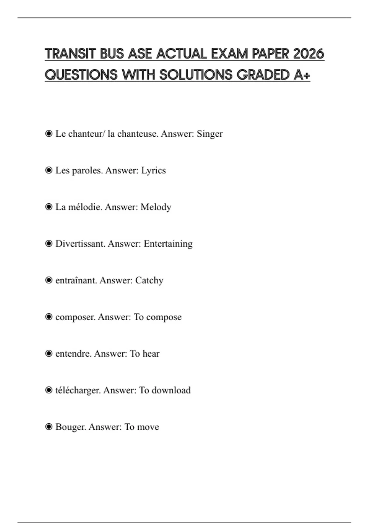 TRANSIT BUS ASE ACTUAL EXAM PAPER 2026 QUESTIONS WITH SOLUTIONS GRADED ...