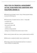 WGU C214 OA FINANCIAL MANAGEMENT ACTUAL EXAM PAPER 2026 QUESTIONS WITH SOLUTIONS GRADED A+