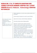 NUR240 WK&period; 5 Ch&period; 27 COMPLEYE QUESTIONS AND  CORRECT DETAILED ANSWERS VERIFIED 100&percnt; LATEST  VERSION &lpar;Science Medicine  Pulmonology&rpar; VERIFIED  RATIONALES
