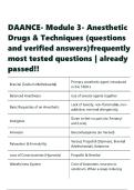 DAANCE- Module 3- Anesthetic Drugs & Techniques (questions and verified answers)