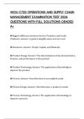 WGU C720 OPERATIONS AND SUPPLY CHAIN MANAGEMENT EXAMINATION TEST 2026 QUESTIONS WITH FULL SOLUTIONS GRADED A&plus;
