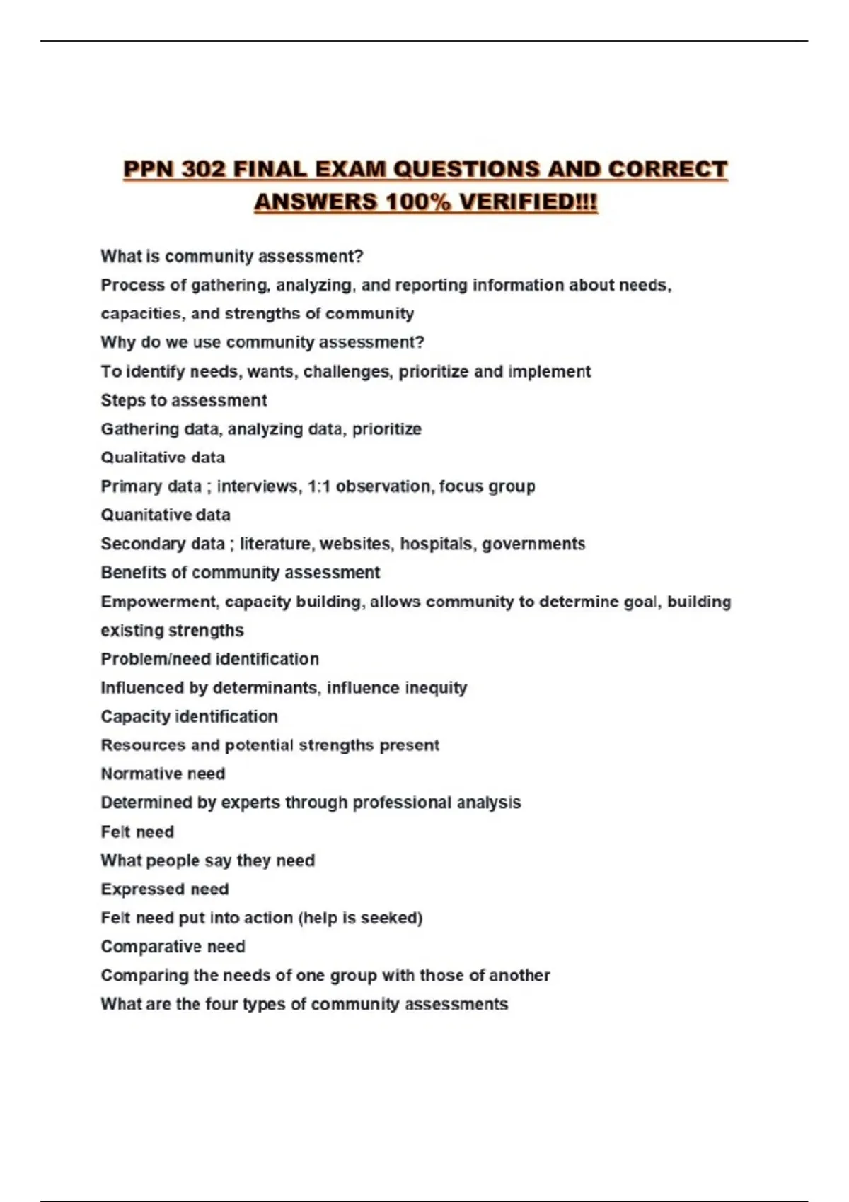 PPN 302 FINAL EXAM QUESTIONS AND CORRECT ANSWERS 100% VERIFIED!!! - PPN ...