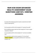 NUR 643E EXAM ADVANCED HEALTH ASSESSMENT EXAM QUESTIONS AND100- VERIFIED ANSWERS 