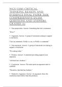WGU D265 CRITICALTHINKINGREASONANDEVIDENCE FINAL PAPER2026COMPREHENSIVE EXAMQUESTIONS ANDANSWERSGRADEDA&plus;