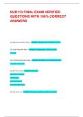 NUR113 FINAL EXAM VERIFIED QUESTIONS WITH 100&percnt; CORRECT ANSWERS 