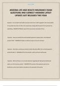 ARIZONA LIFE AND HEALTH INSURANCE EXAM QUESTIONS AND CORRECT ANSWERS LATEST UPDATE JUST RELEASED THIS YEAR