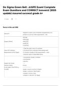 Six Sigma Green Belt &colon; AIGPE Exam&vert; Complete Exam Questions and CORRECT Answers&vert; &lpar;2025 update&rpar; Assured success&vert; grade A&plus;