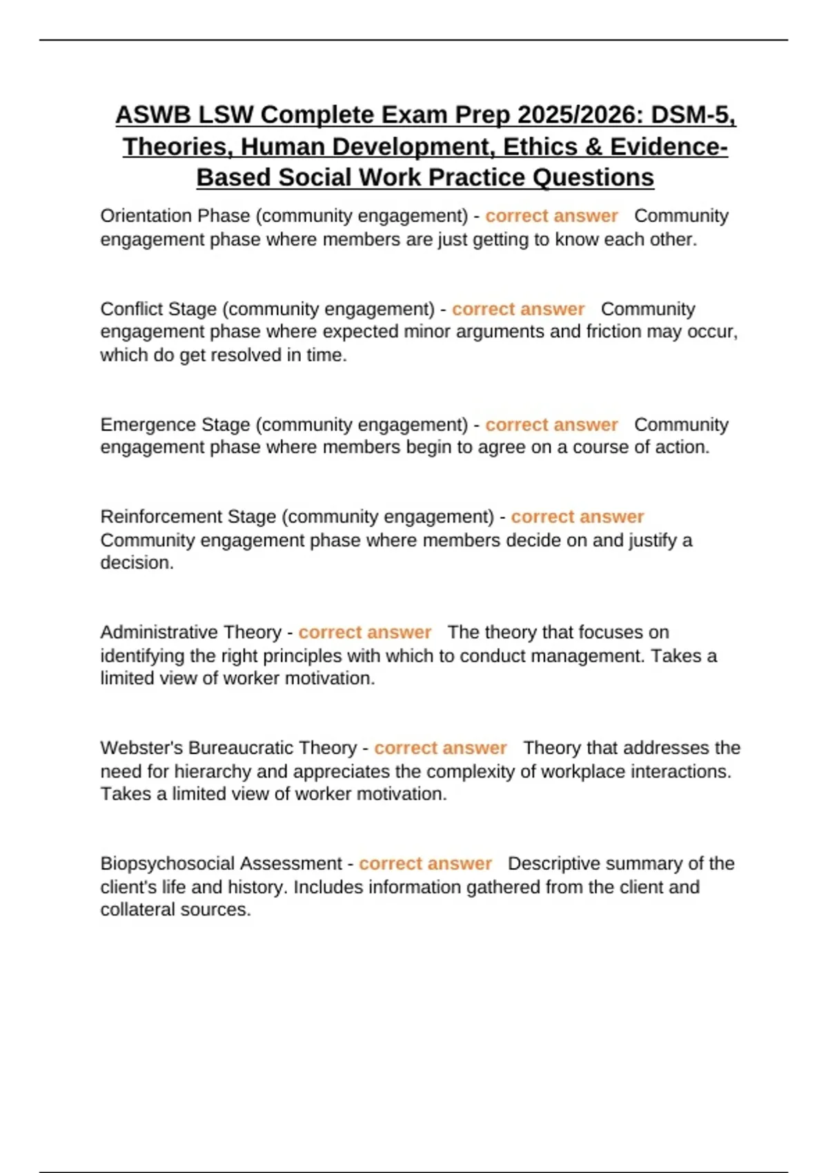 ASWB LSW Complete Exam Prep 2025/2026: DSM-5, Theories, Human ...