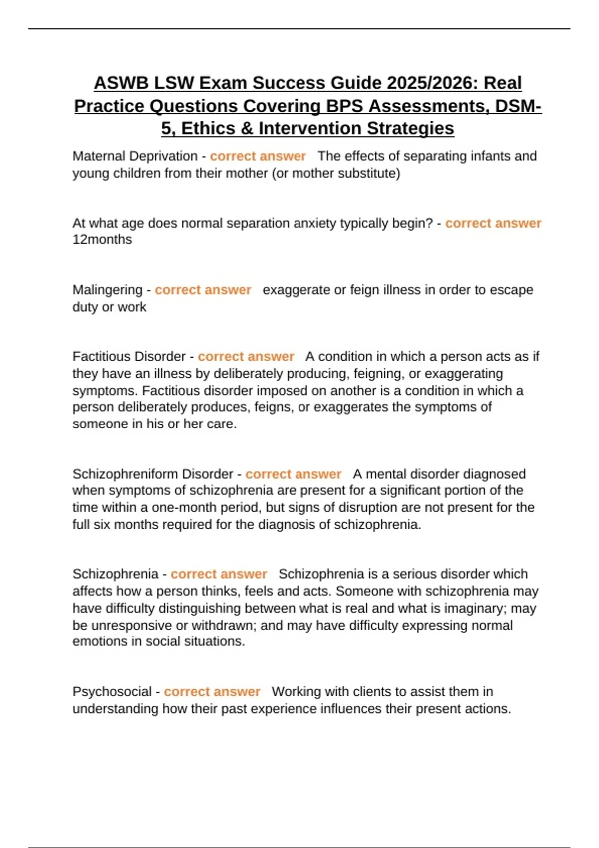 ASWB LSW Exam Success Guide 2025/2026: Real Practice Questions Covering ...