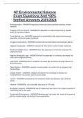 AP Environmental Science  Exam Questions And 100&percnt;  Verified Answers 2025&sol;2026