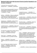 Maryland state exam life insurance license practice Questions and Answers Graded A