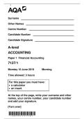 AQA A-Level Accounting Paper 1 – Financial Accounting (2019) | Past Paper 7127/1