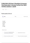 CWRU BIOL 215 Exam 2 Questions & Answers&comma; Well Elaborated &vert; Already Verified Test &vert;100&percnt; Verified solutions &vert; Latest&excl;