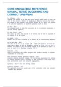 CORE KNOWLEDGE REFERENCE MANUAL TERMS QUESTIONS AND CORRECT ANSWERS