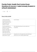 Florida Public Health Pest Control Exam Questions & Answers &vert; Latest Already Graded A&plus; UPDATE 2025&vert;2026&excl;&excl;