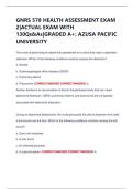 GNRS 578 HEALTH ASSESSMENT EXAM  2&vert;ACTUAL EXAM WITH  130Qs&As&vert;GRADED A&plus;&colon; AZUSA PACIFIC  UNIVERSITY 