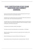 CCHT CERTIFICATION STUDY EXAM QUESTIONS AND CORRECT ANSWERS