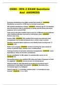 CEBS - RPA 2 EXAM Questions And  ANSWERS