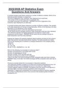 2025&sol;2026 AP Statistics Exam  Questions And Answers 