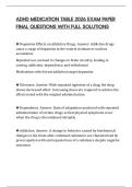 ADHD MEDICATION TABLE 2026 EXAM PAPER FINAL QUESTIONS WITH FULL SOLUTIONS
