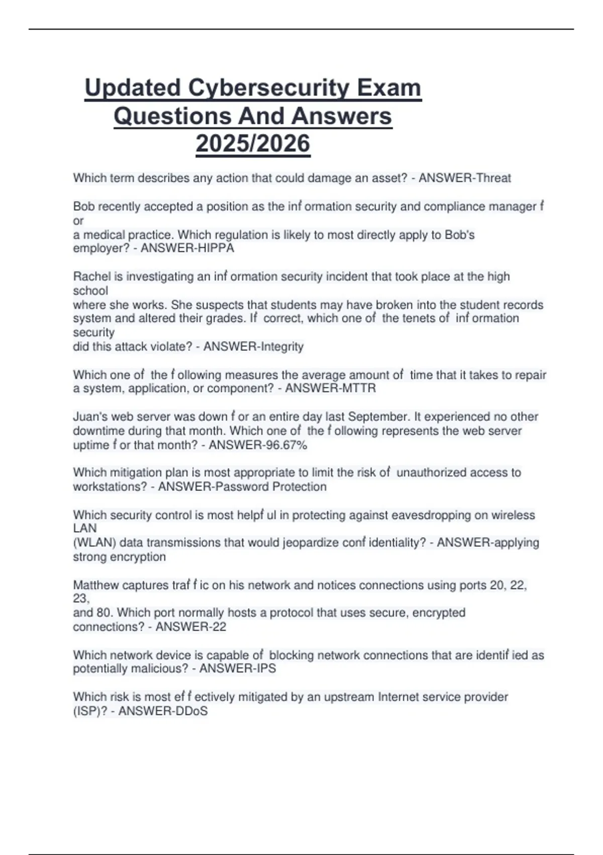 Package deal for Cyber Security ITS Cybersecurity Practice Exam ...