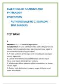 Essentials of Anatomy & Physiology 8th Ed Test Bank &vert; Scanlon & Sanders &vert; Verified A&P Answers &vert; Full Exam Prep Bundle