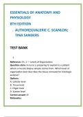 Essentials of Anatomy & Physiology 8th Edition Test Bank &vert; Scanlon & Sanders &vert; Verified A&P Answers &vert; Complete Exam-Ready Study Pack