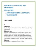 Essentials of Anatomy & Physiology 8th Edition Test Bank &vert; Scanlon & Sanders &vert; Verified A&P Questions & Answers &vert; Complete Exam Prep