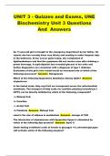 UNIT 3 - Quizzes and Exams&comma; UNE Biochemistry Unit 3 Questions And  Answers 