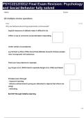 PSYC2212&sol;3312 Final Exam Revision&colon; Psychology and Social Behavior fully solved