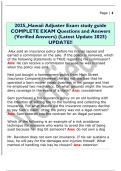 2025&comma;&comma;Hawaii Adjuster Exam study guide  COMPLETE EXAM Questions and Answers  &lpar;Verified Answers&rpar; &lpar;Latest Update 2025&rpar;  UPDATE&excl;&excl;  