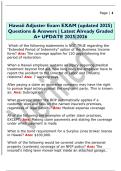 Hawaii Adjuster Exam EXAM &lpar;updated 2025&rpar;  Questions & Answers &vert; Latest Already Graded  A&plus; UPDATE 2025&vert;2026