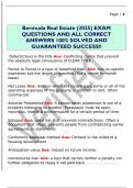 Bermuda Real Estate &lpar;2025&rpar; EXAM  QUESTIONS AND ALL CORRECT  ANSWERS 100&percnt; SOLVED AND  GUARANTEED SUCCESS&excl;&excl;  