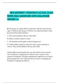 HESI MATERNITY PEDIATRICS ACTUAL EXAM PAPER 2026 QUESTIONS WITH SOLUTIONS GRADED A&plus;