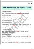 GED RLA Questions with Detailed Verified  Answers
