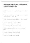 NAIL TECHNICIAN PRACTICE TEST BANK WITH CORRECT ANSWERS 2026