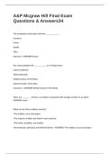 A&P Mcgraw Hill Final Exam Questions & Answers