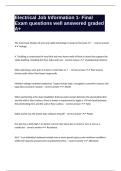 Electrical Job Information 1- Final Exam questions well answered graded A&plus;