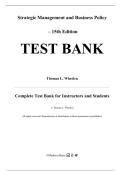 Test Bank for Concepts in Strategic Management and Business Policy Globalization&comma; Innovation and Sustainability&comma; 15th Edition Thomas L Wheelen&comma; Chapters 1-13 