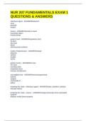 NUR 207 FUNDAMENTALS EXAM 1 QUESTIONS & ANSWERS