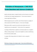 Principles of Management - C483 WGU Exam Questions and Answers Graded A&plus;