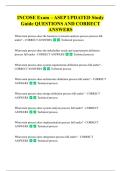 INCOSE Exam &ndash; ASEP UPDATED Study  Guide QUESTIONS AND CORRECT  ANSWERS 