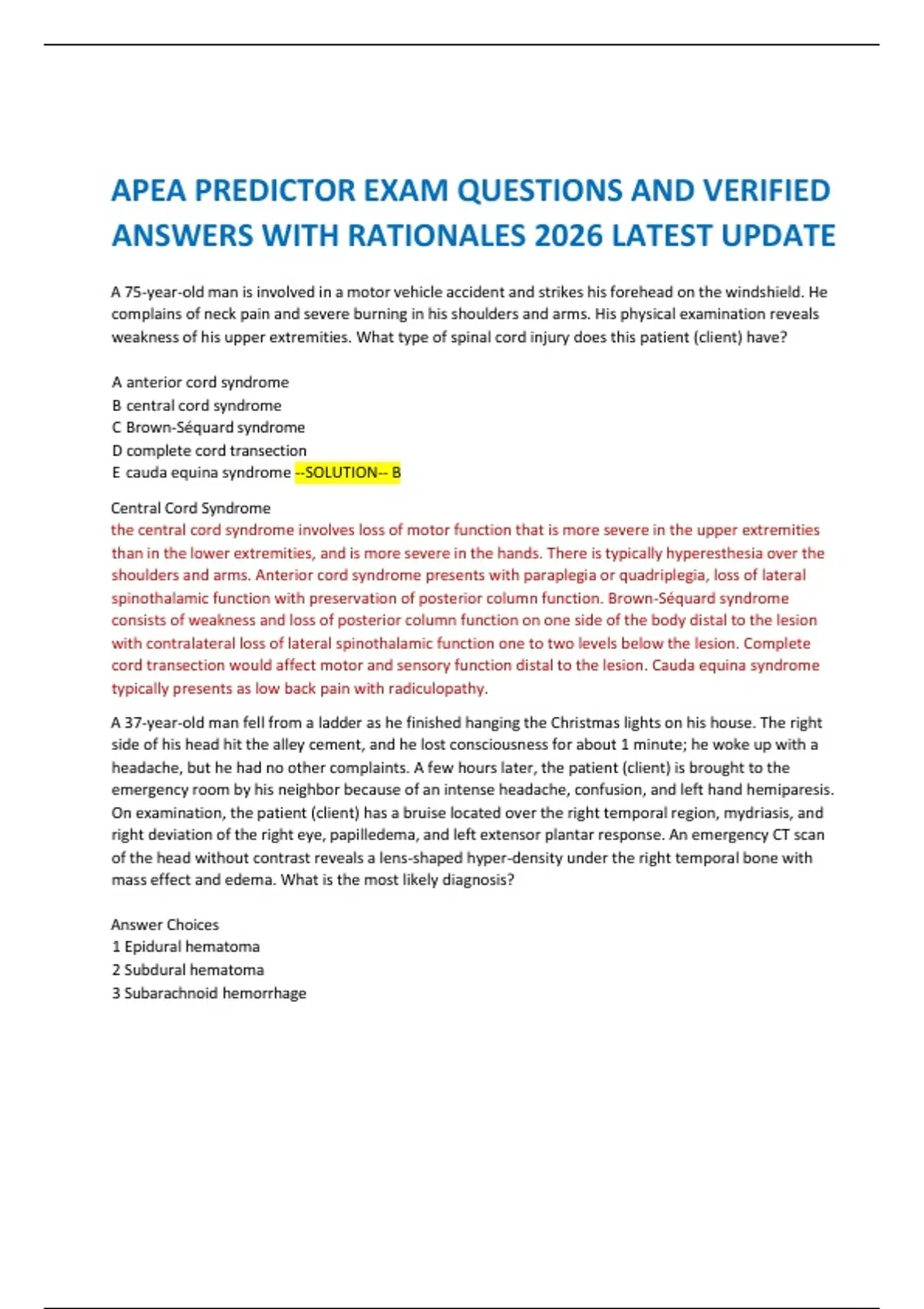 APEA PREDICTOR EXAM QUESTIONS AND VERIFIED ANSWERS WITH RATIONALES 2026 ...