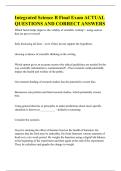 Integrated Science B Final Exam ACTUAL  QUESTIONS AND CORRECT ANSWERS 