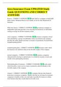 Iowa Insurance Exam &ndash; Life UPDATED  Study Guide QUESTIONS AND  CORRECT ANSWERS 