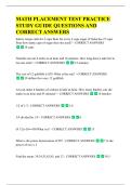 Math Placement Test ACTUAL  QUESTIONS AND CORRECT ANSWERS
