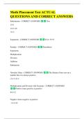 MATH PLACEMENT TEST PRACTICE  STUDY GUIDE QUESTIONS AND  CORRECT ANSWERS 