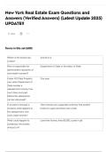 New York Real Estate Exam Questions and Answers &lpar;Verified Answers&rpar; &lpar;Latest Update 2025&rpar; UPDATE&excl;&excl;