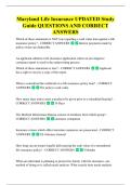 Maryland Life Insurance UPDATED Study  Guide QUESTIONS AND CORRECT  ANSWERS 